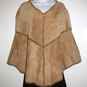 Native American Indian Suede Patchwork Poncho